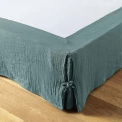 Protection De Literie|EMINZA Cache-sommier Gaze de coton (160 x 200 cm Gaïa Bleu canard