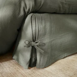Protection De Literie|EMINZA Cache-sommier Gaze de coton (140 x 190 cm) Gaïa Vert romarin
