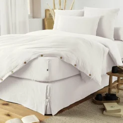 Protection De Literie|EMINZA Cache-sommier Gaze de coton (140 x 190 cm) Gaïa chantilly Blanc