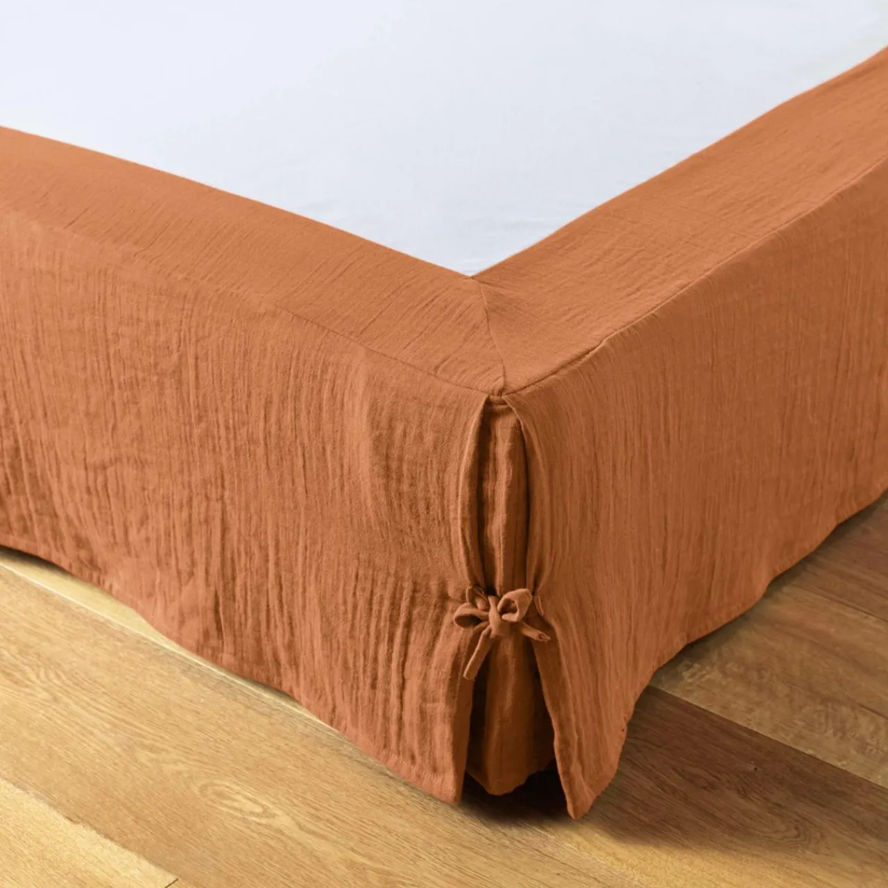 Protection De Literie|EMINZA Cache-sommier Gaze de coton (140 x 190 cm) Gaïa Abricot