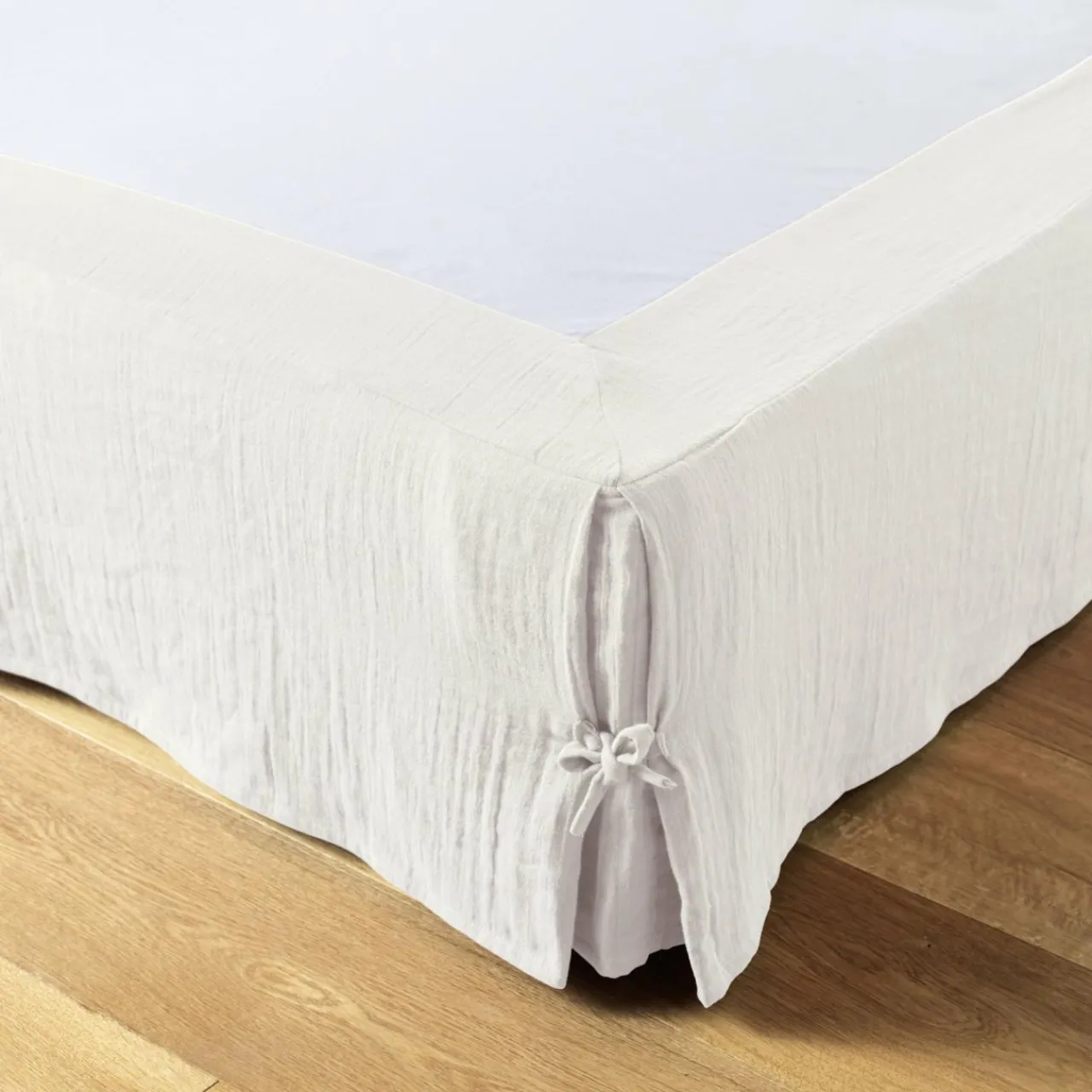 Protection De Literie|EMINZA Cache-sommier Gaze de coton (160 x 200 cm) Gaïa chantilly Blanc