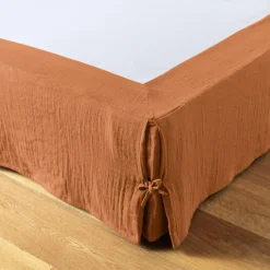 Protection De Literie|EMINZA Cache-sommier Gaze de coton (160 x 200 cm) Gaïa Abricot