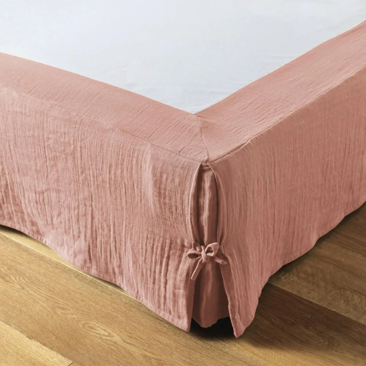 Protection De Literie|EMINZA Cache-sommier Gaze de coton (160 x 200 cm) Gaïa Rose Pêche