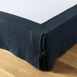 Protection De Literie|EMINZA Cache-sommier Gaze de coton (180 x 200 cm) Gaïa Bleu nuit