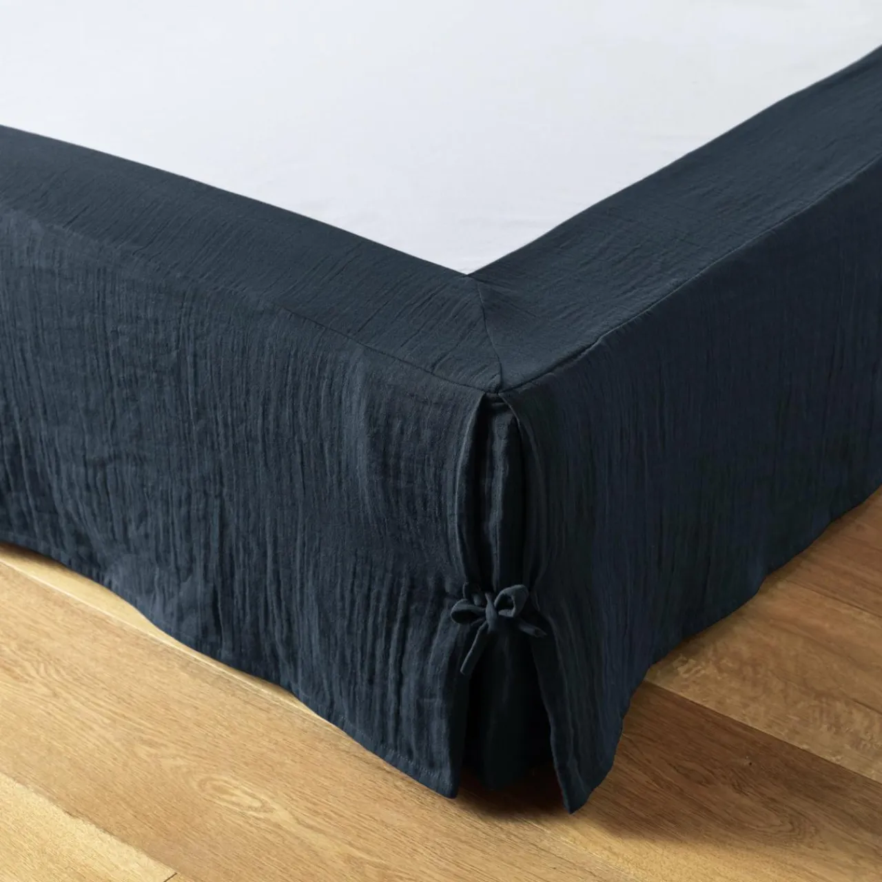 Protection De Literie|EMINZA Cache-sommier Gaze de coton (160 x 200 cm) Gaïa Bleu nuit