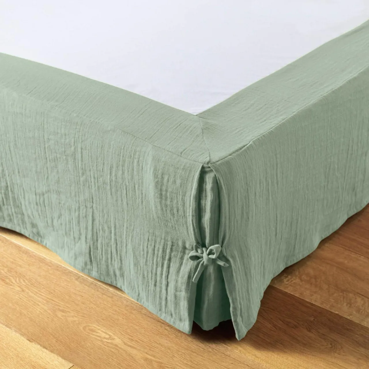 Protection De Literie|EMINZA Cache-sommier Gaze de coton (140 x 190 cm) Gaïa Vert Eucalyptus