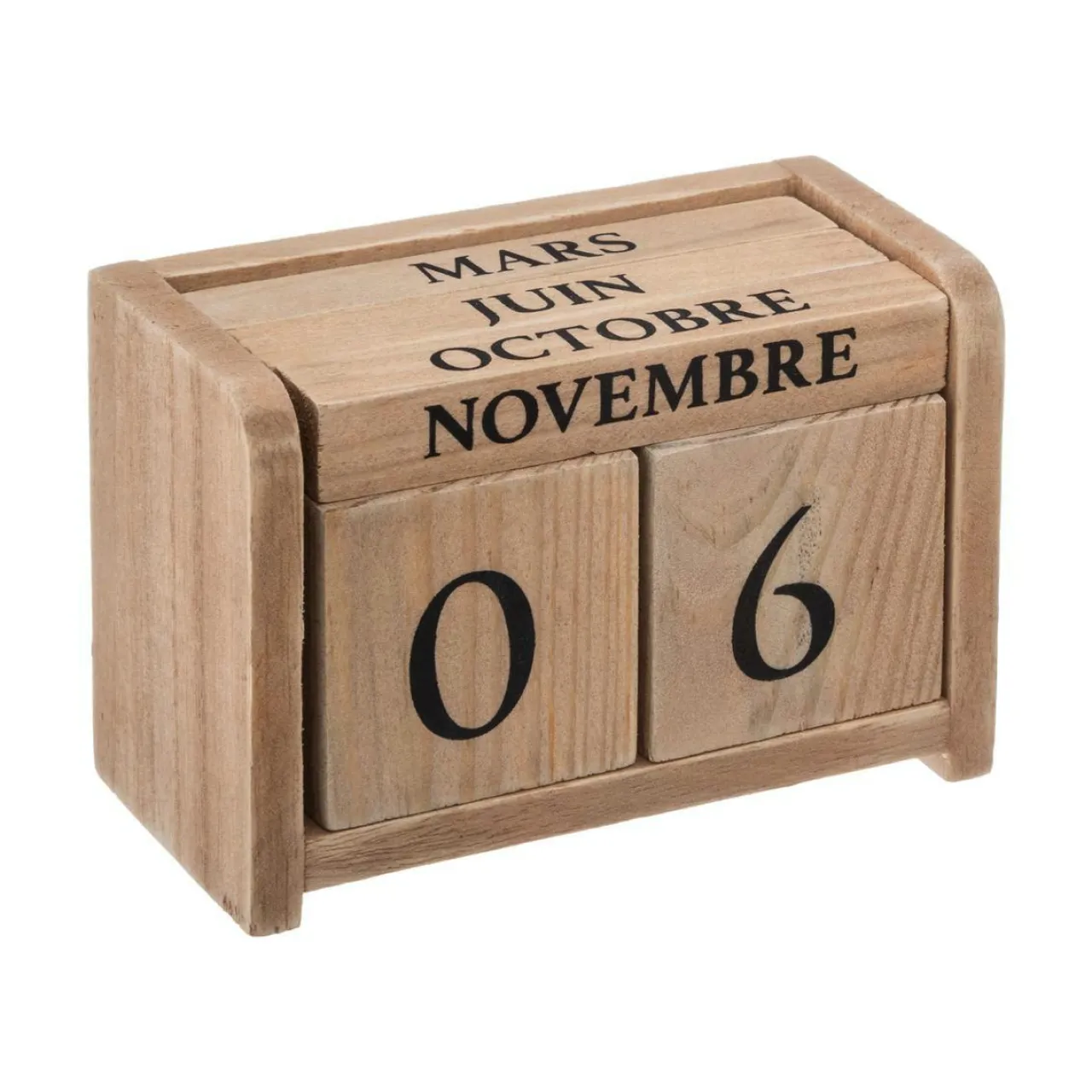 Objet Déco|ATMOSPHERA Calendrier perpetuel en (H7,5 cm) Colonial Bois