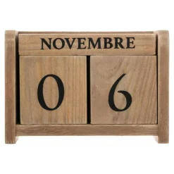 Objet Déco|ATMOSPHERA Calendrier perpetuel en (H7,5 cm) Colonial Bois