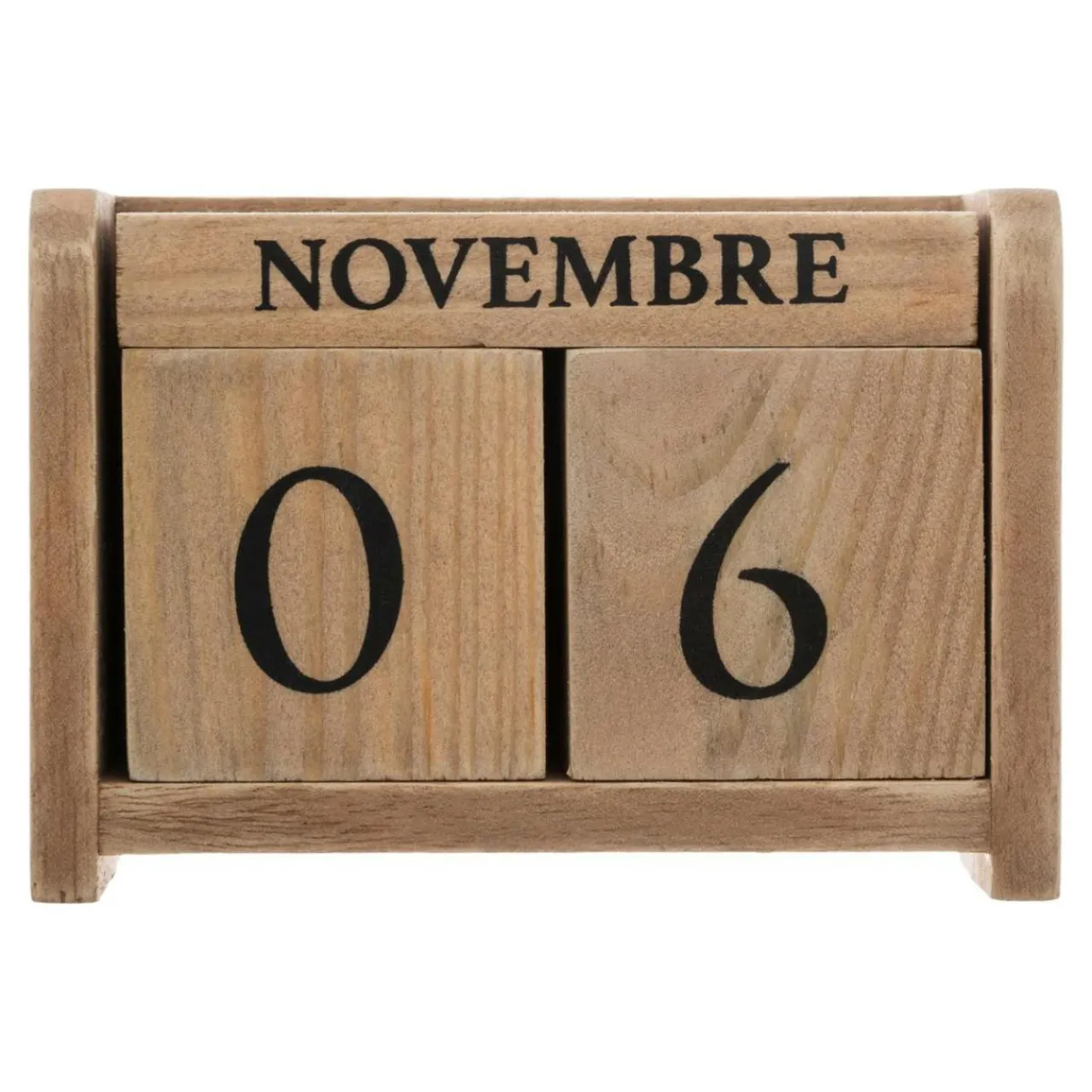 Objet Déco|ATMOSPHERA Calendrier perpetuel en (H7,5 cm) Colonial Bois