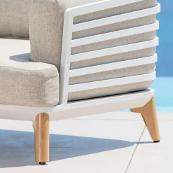 Canapé, Fauteuil Et Table Basse|MOBELLIA Canapé de jardin en aluminium 3 places Monte Carlo Blanc et taupe Blanc - Taupe