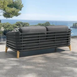 Canapé, Fauteuil Et Table Basse|MOBELLIA Canapé de jardin en aluminium 2 places Monte Carlo Gris Anthracite