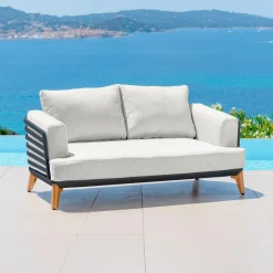 Canapé, Fauteuil Et Table Basse|MOBELLIA Canapé de jardin en aluminium 2 places Monte Carlo Gris anthracite et gris clair Anthracite - Gris Clair