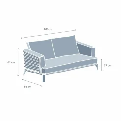 Canapé, Fauteuil Et Table Basse|MOBELLIA Canapé de jardin en aluminium 2 places Monte Carlo Blanc et beige Blanc - Beige