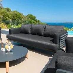 Canapé, Fauteuil Et Table Basse|MOBELLIA Canapé de jardin en aluminium 3 places Monte Carlo Gris Anthracite