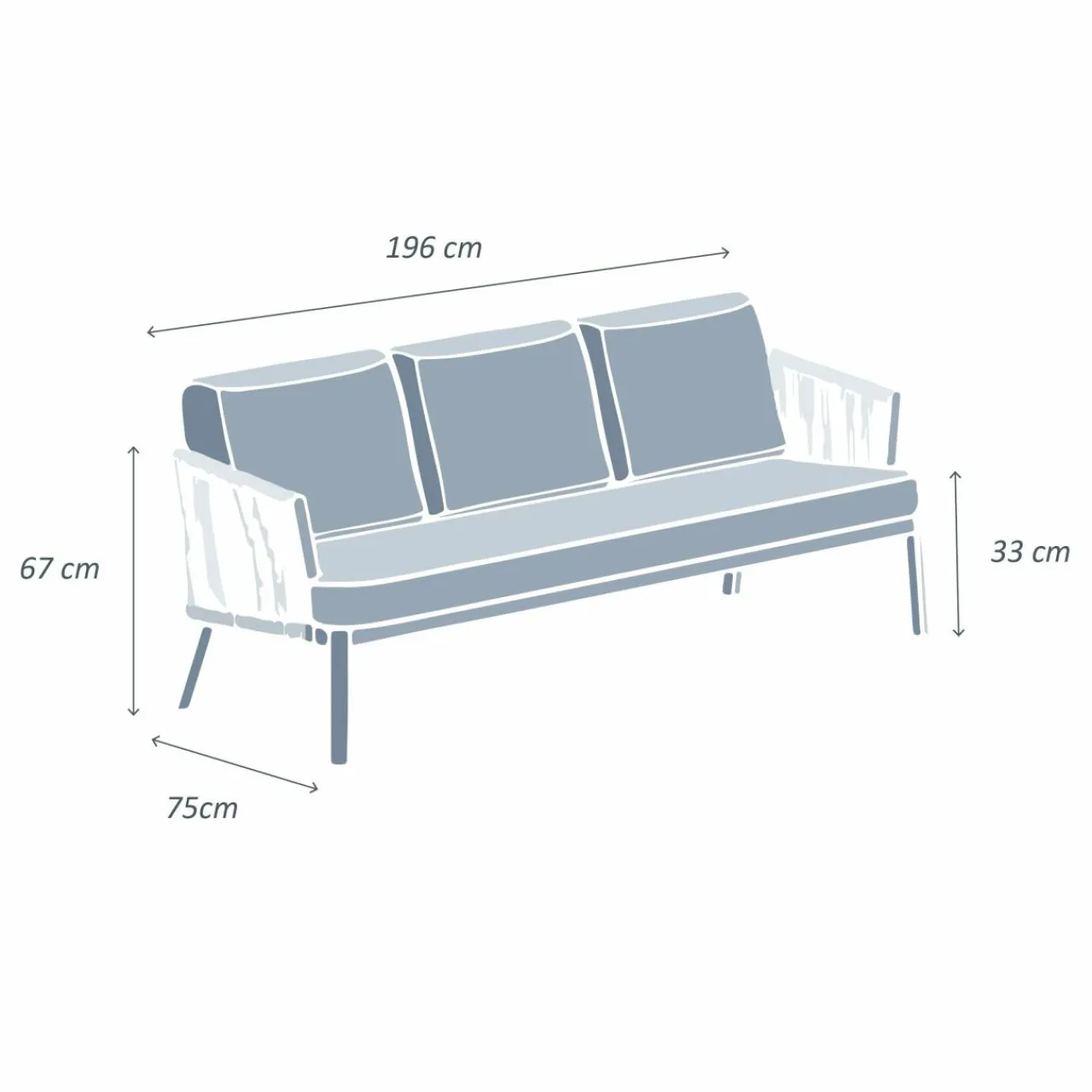 Canapé, Fauteuil Et Table Basse|MOBELLIA Canapé de jardin en aluminium 3 places Amalfi Blanc et taupe Blanc - Taupe