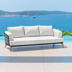 Canapé, Fauteuil Et Table Basse|MOBELLIA Canapé de jardin en aluminium 3 places Monte Carlo Gris anthracite et gris clair Anthracite - Gris Clair