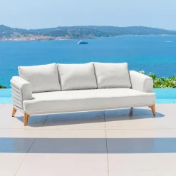 Canapé, Fauteuil Et Table Basse|MOBELLIA Canapé de jardin en aluminium 3 places Monte Carlo Blanc et gris clair Blanc - Gris Clair