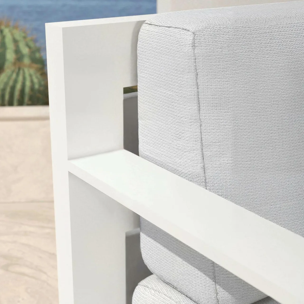 Canapé, Fauteuil Et Table Basse|MOBELLIA Canapé de jardin en aluminium 2 places Elba Blanc et gris clair Blanc - Gris Clair