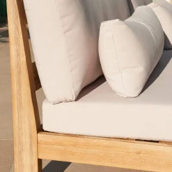 Canapé, Fauteuil Et Table Basse|MOBELLIA Canapé de jardin en bois d'acacia 3 places Bornéo Sable