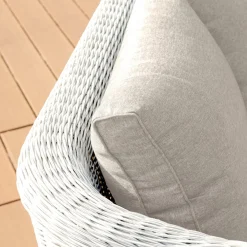 Canapé, Fauteuil Et Table Basse|MOBELLIA Canapé de jardin en résine tressée 3 places Calvi Blanc et taupe Tressé Blanc - Taupe