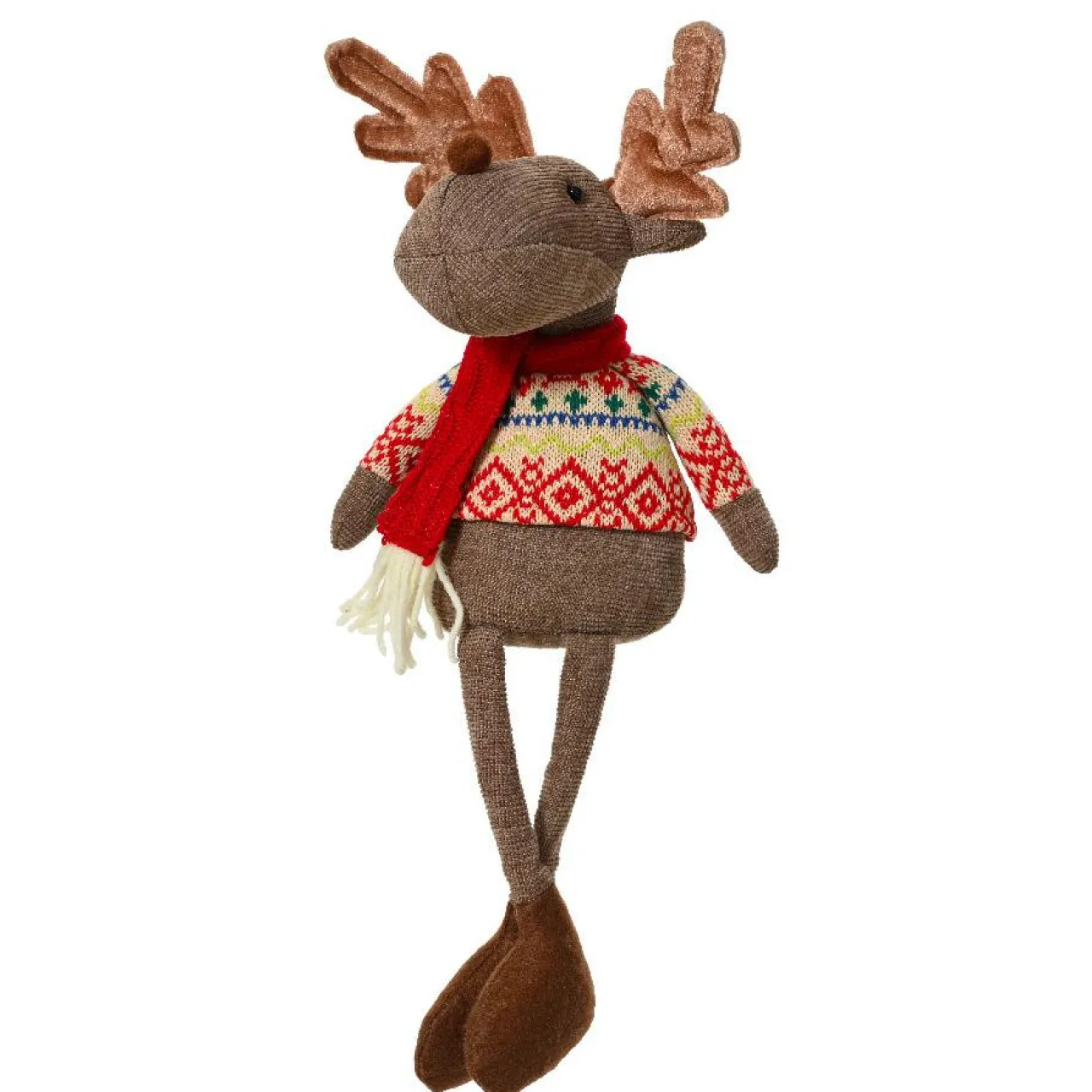 Père Noël, Animaux Et Personnage|KAEMINGK Caribou de Noël décoratif (H40 cm) Loulou écharpe Rouge Marron