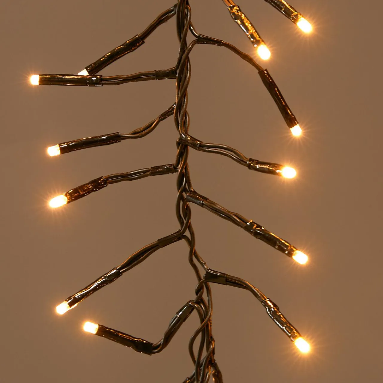 Guirlande Lumineuse|KAEMINGK Cascade lumineuse 2 m 480 LED câble noir Effet scintillant Blanc chaud doré Blanc chaud doré - câble noir