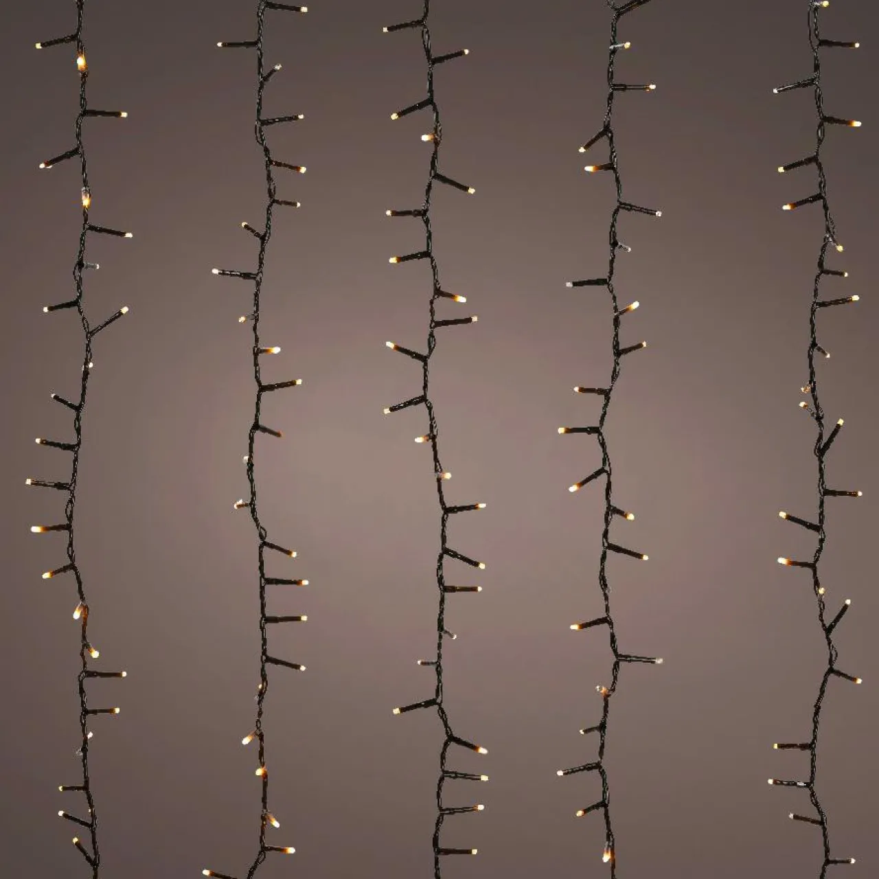 Guirlande Lumineuse|KAEMINGK Cascade lumineuse 2 m 480 LED câble noir Effet scintillant Blanc chaud doré Blanc chaud doré - câble noir