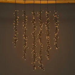 Guirlande Lumineuse|KAEMINGK Cascade lumineuse 1 m 600 Micro LED câble noir 6 descentes Blanc chaud Blanc Chaud - câble noir
