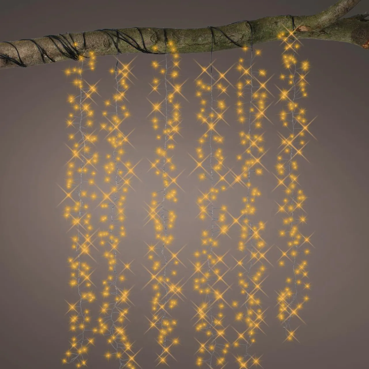 Guirlande Lumineuse|KAEMINGK Cascade lumineuse 1 m 600 Micro LED câble noir 6 Descentes Blanc chaud doré Blanc chaud doré - câble noir