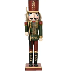 Père Noël, Animaux Et Personnage|KAEMINGK Casse-noisette en bois (H76 cm) Timothé la royauté Vert et Bordeaux