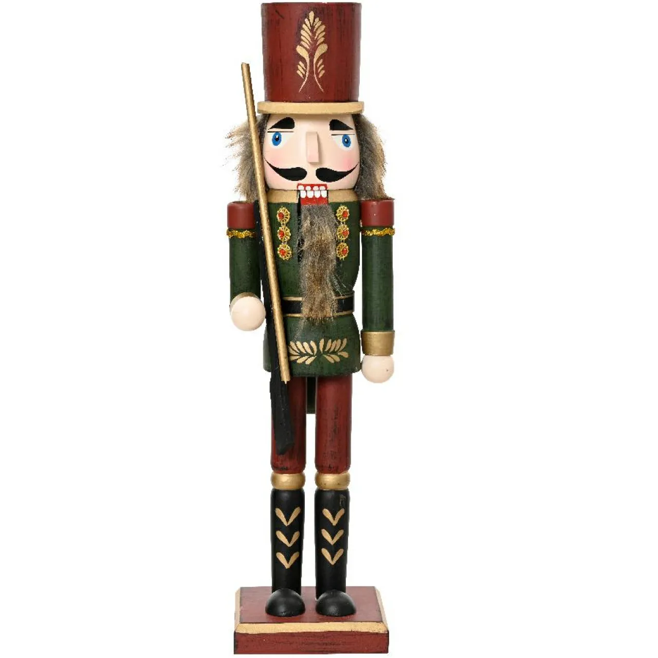 Père Noël, Animaux Et Personnage|KAEMINGK Casse-noisette en bois (H76 cm) Timothé la royauté Vert et Bordeaux