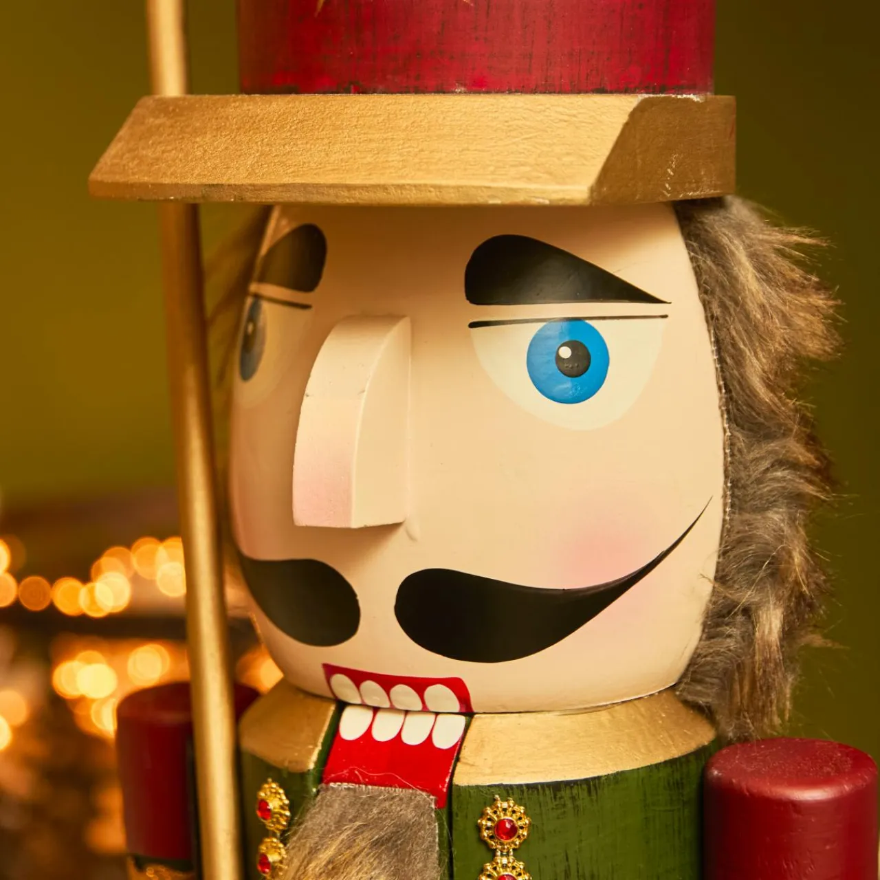 Père Noël, Animaux Et Personnage|KAEMINGK Casse-noisette en bois (H76 cm) Timothé la royauté Vert et Bordeaux