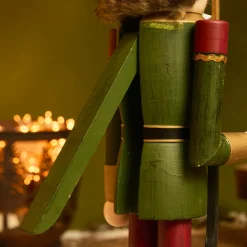 Père Noël, Animaux Et Personnage|KAEMINGK Casse-noisette en bois (H76 cm) Timothé la royauté Vert et Bordeaux