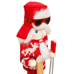 Père Noël, Animaux Et Personnage|JJA Casse-noisette en bois (H25 cm) Tomi en ski et blanc Rouge