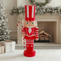 Personnage, Objet Grand Format|Père Noël, Animaux Et Personnage|JJA Casse-noisette (H91 cm) Sir Biscuit et Blanc Rouge