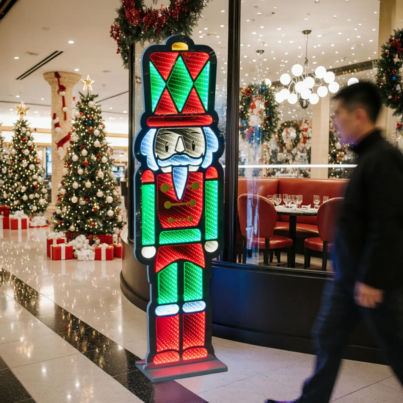 Père Noël, Animaux Et Personnage|Déco Et Objet De Noël|KAEMINGK Casse-noisette lumineux 624 LED (H120 cm) Infinity Blanc froid et Multicolore