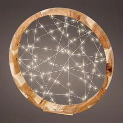 Déco Et Objet De Noël|Déco Et Objet Lumineux|KAEMINGK Cercle lumineux à piles 97 LED (D32 cm) Astre en Blanc chaud Bois