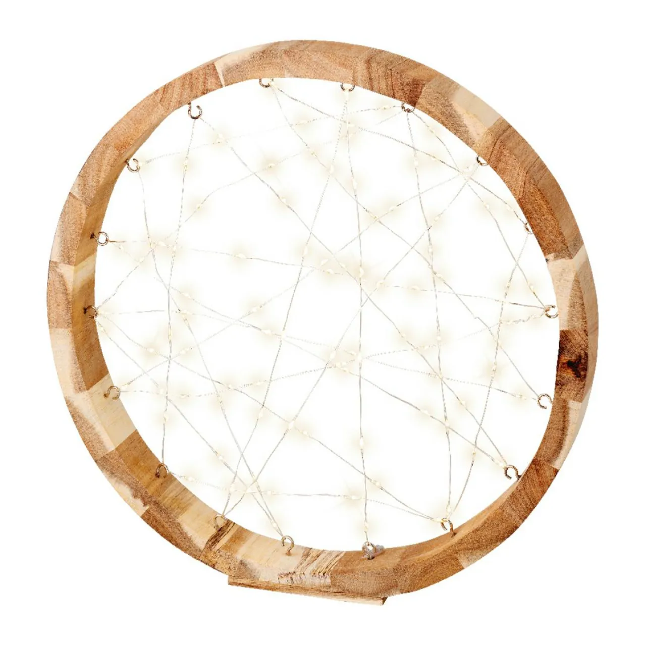 Déco Et Objet De Noël|Déco Et Objet Lumineux|KAEMINGK Cercle lumineux à piles 97 LED (D32 cm) Astre en Blanc chaud Bois
