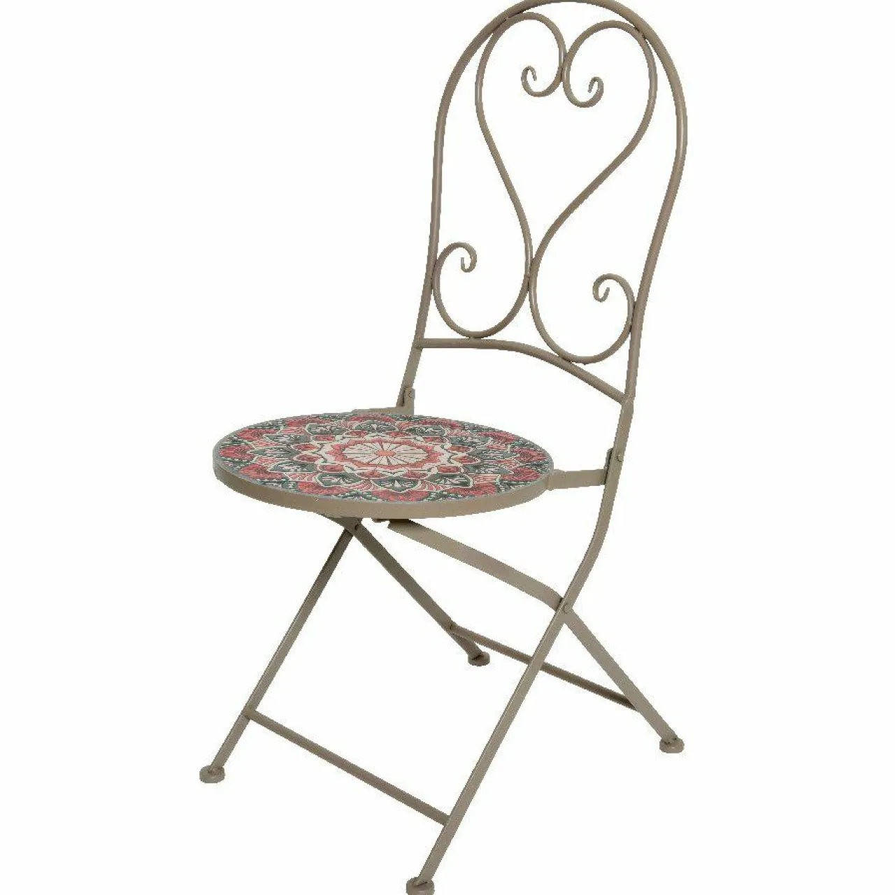 Chaise De Jardin|Salon De Balcon|#N/A Chaise bistrot pliable en mosaïque Narbonne et rose Taupe