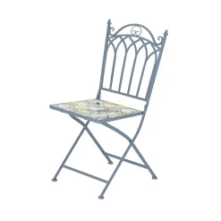 Chaise De Jardin|Salon De Balcon|EMINZA Chaise bistrot pliable en mosaïque Sorrento Bleu