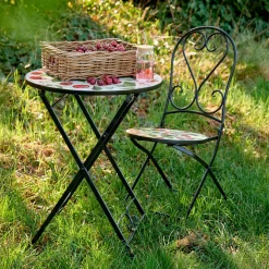 Chaise De Jardin|Salon De Balcon|EMINZA Chaise bistrot pliable en faïence Munich Rouge