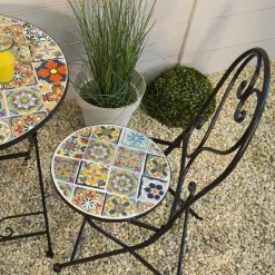 Chaise De Jardin|Salon De Balcon|#N/A Chaise de bistrot pliable en mosaïque Braga Multicolore