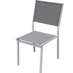 Chaise De Jardin|MOBELLIA Chaise de jardin aluminium empilable Murano Blanc et Taupe