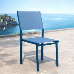 Chaise De Jardin|MOBELLIA Chaise de jardin aluminium empilable Murano Bleu pétrole