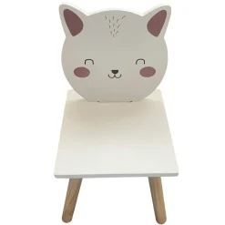 Petit Meuble Enfant|EMINZA Chaise enfant bois (H46 cm) Chaton Blanc