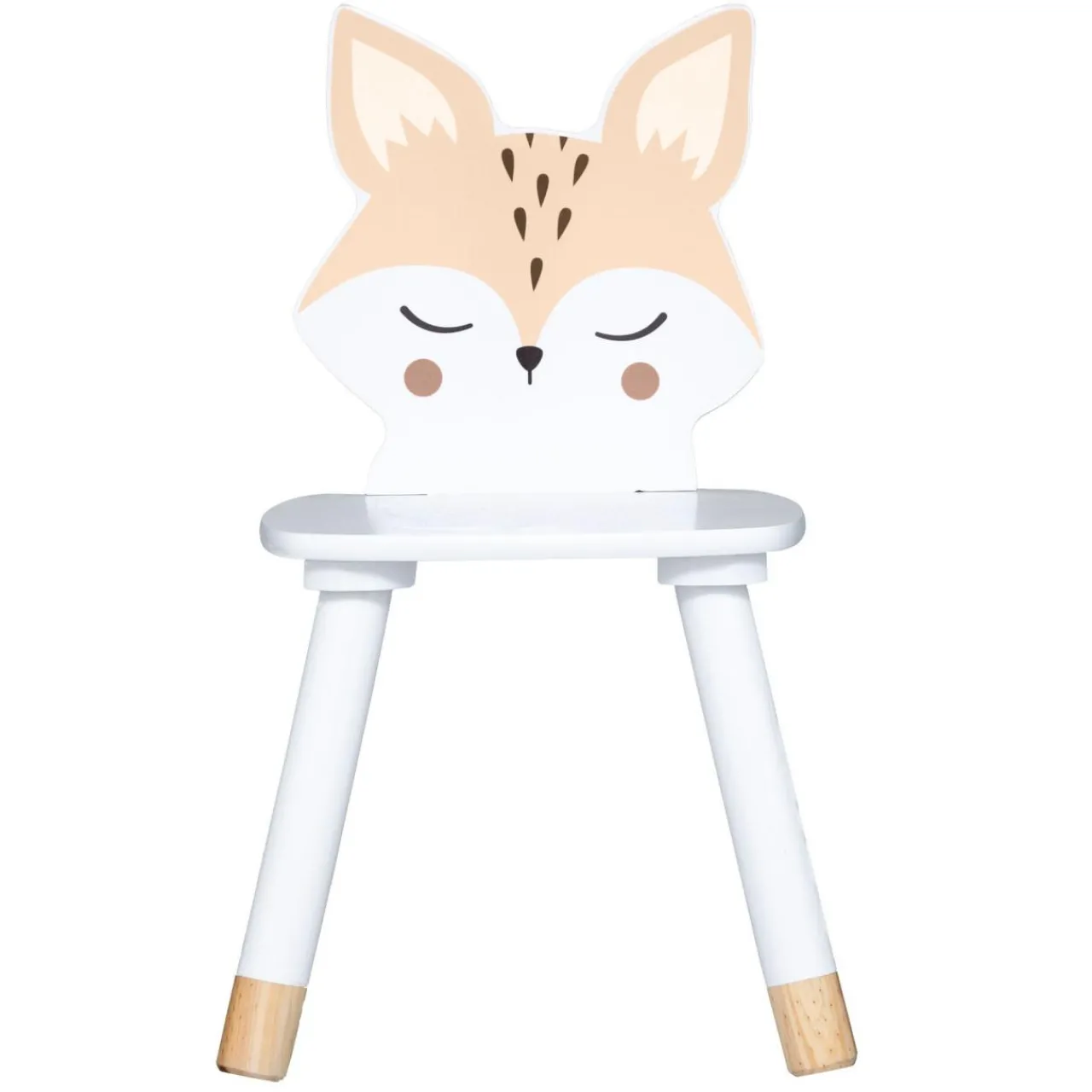 Petit Meuble Enfant|Atmosphera createur d'interieur for kids Chaise enfant bois (H52,5 cm) Douceur Renard he Blanc