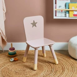 Petit Meuble Enfant|EMINZA Chaise enfant bois (H50 cm) Stars Rose