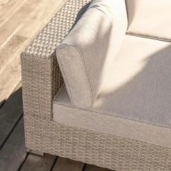 Canapé, Fauteuil Et Table Basse|MOBELLIA Chauffeuse de jardin en résine tressée 2 places Palma Gris et taupe Tressé Blanc - Taupe