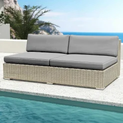 Canapé, Fauteuil Et Table Basse|MOBELLIA Chauffeuse de jardin en résine tressée 2 places Palma Gris et anthracite Tressé Gris - Anthracite