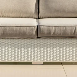 Canapé, Fauteuil Et Table Basse|MOBELLIA Chauffeuse de jardin en résine tressée 2 places Palma Blanc et taupe Tressé Blanc - Taupe